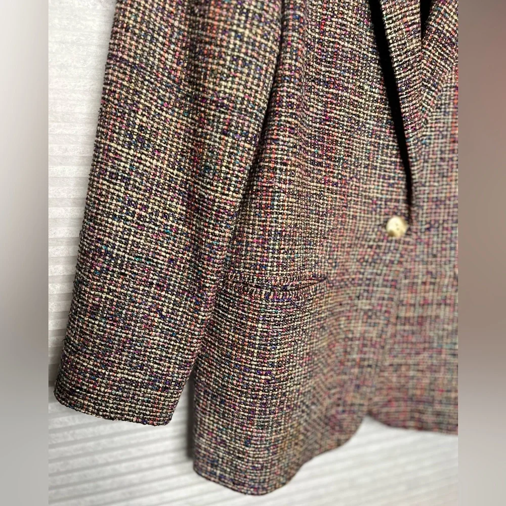 AMBIANCE New York Vintage Tweed Silk Women’s Blazer Jacket multicolor size M - Picture 7 of 14